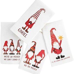 Mud Pie 4 Piece Christmas Gnome Tea Towel Set